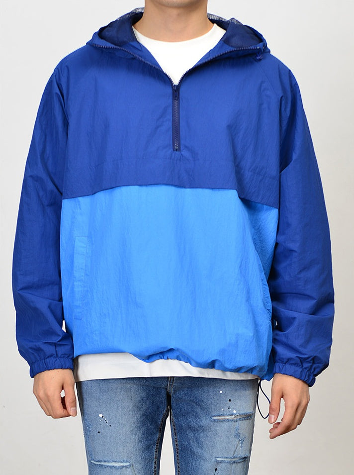 Blue Block Windbreaker Jacket for Men Streetwear