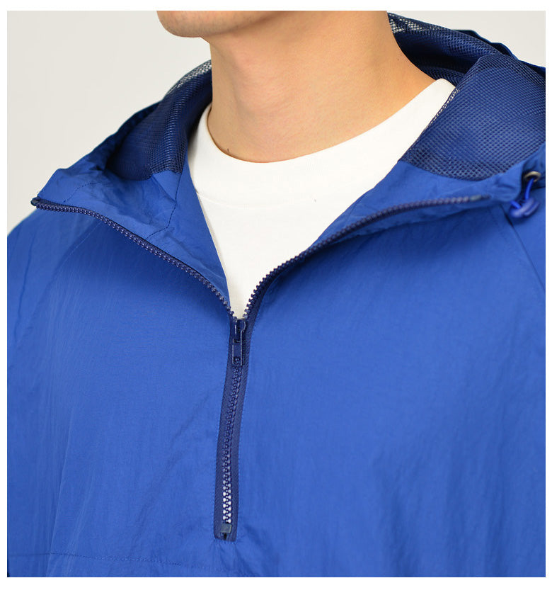 Blue Block Windbreaker Jacket for Men Streetwear