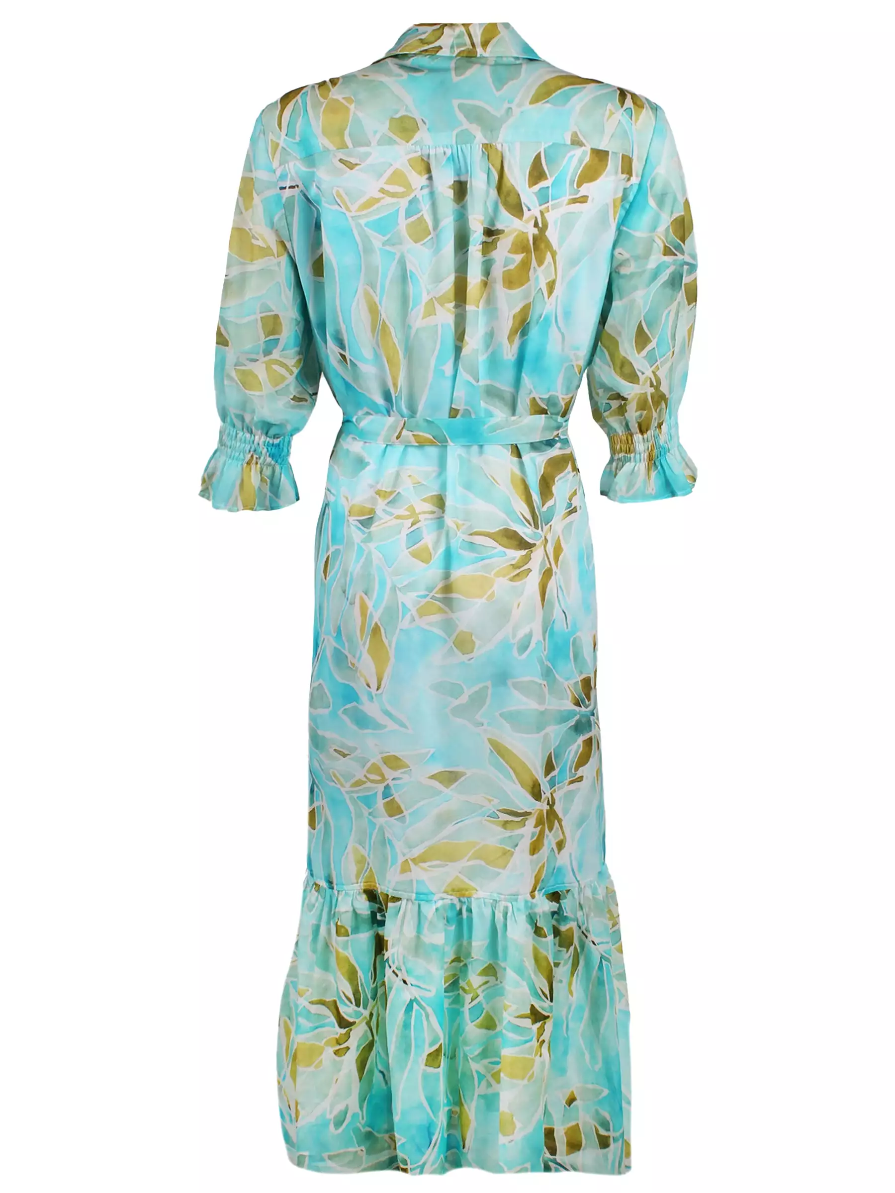 Blue Green Seaweed Print Sienna Shirt Dress