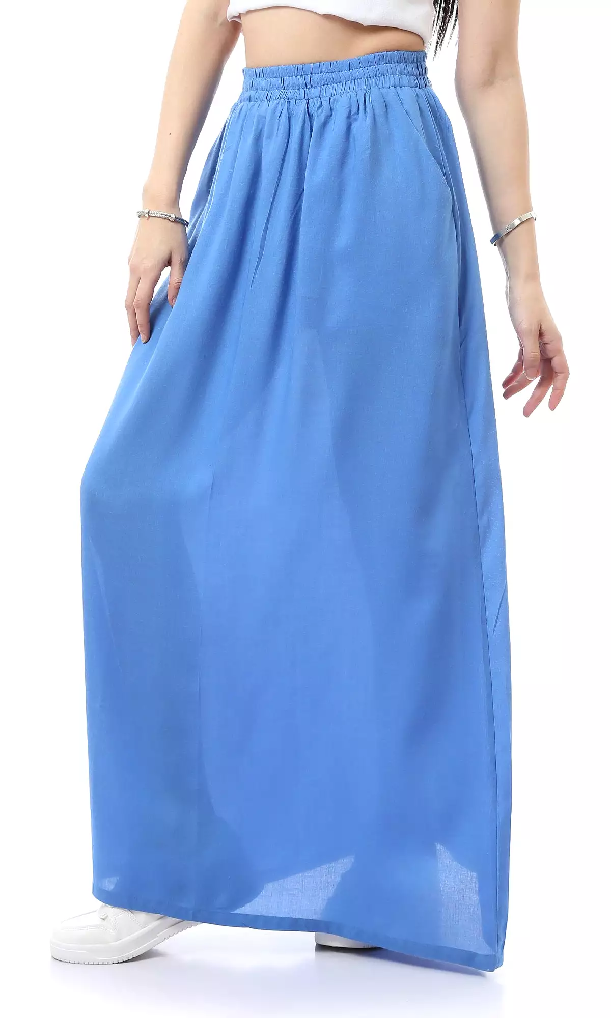 Blue Maxi Skirt With Side Pockets