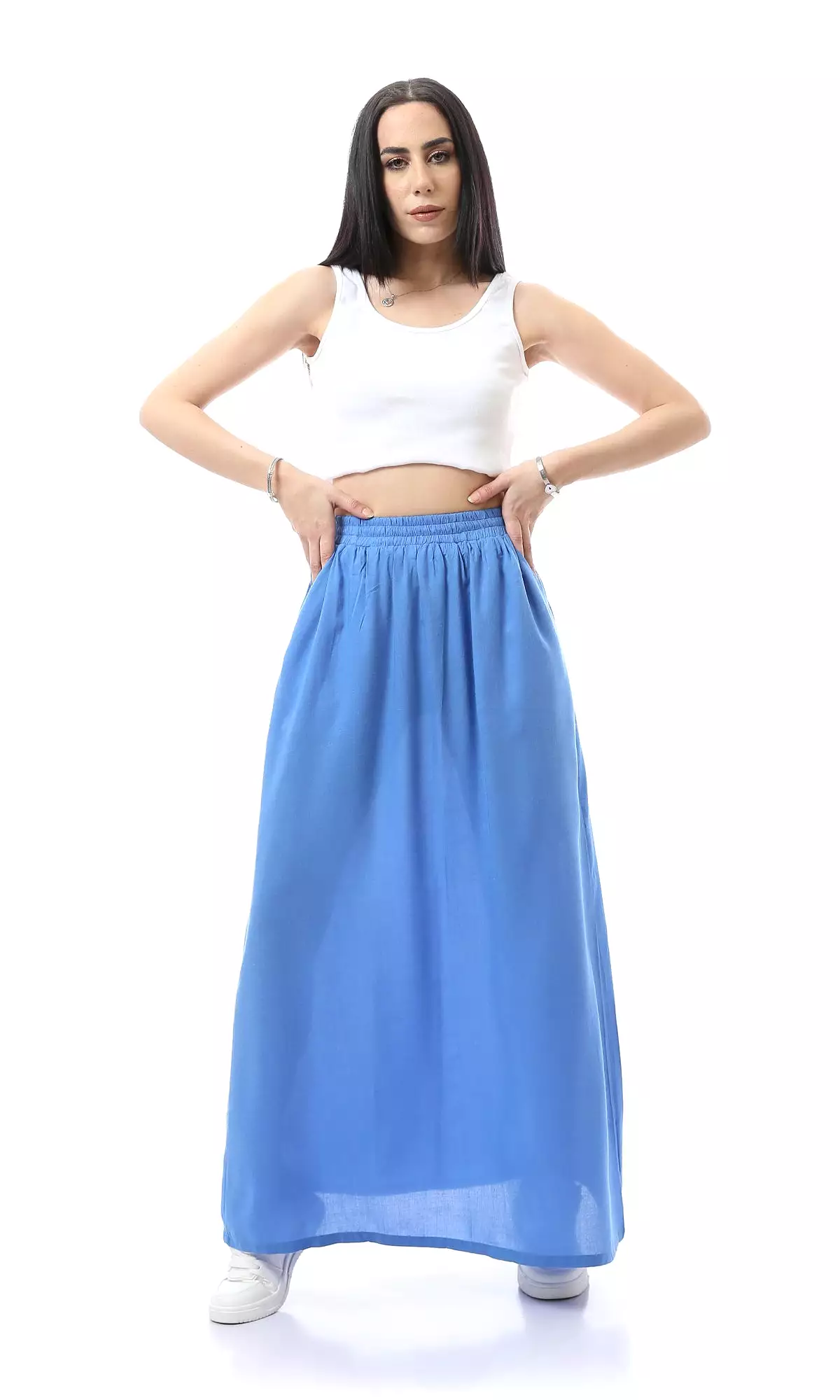 Blue Maxi Skirt With Side Pockets