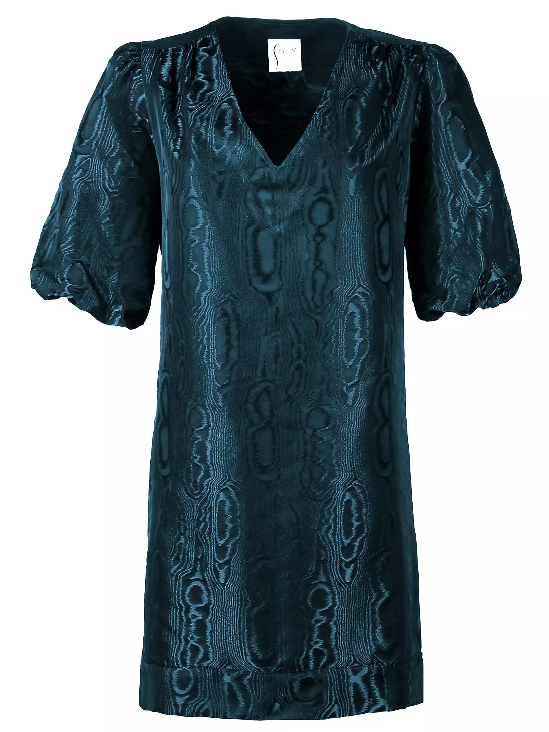 Blue Moire Jacquard Dress