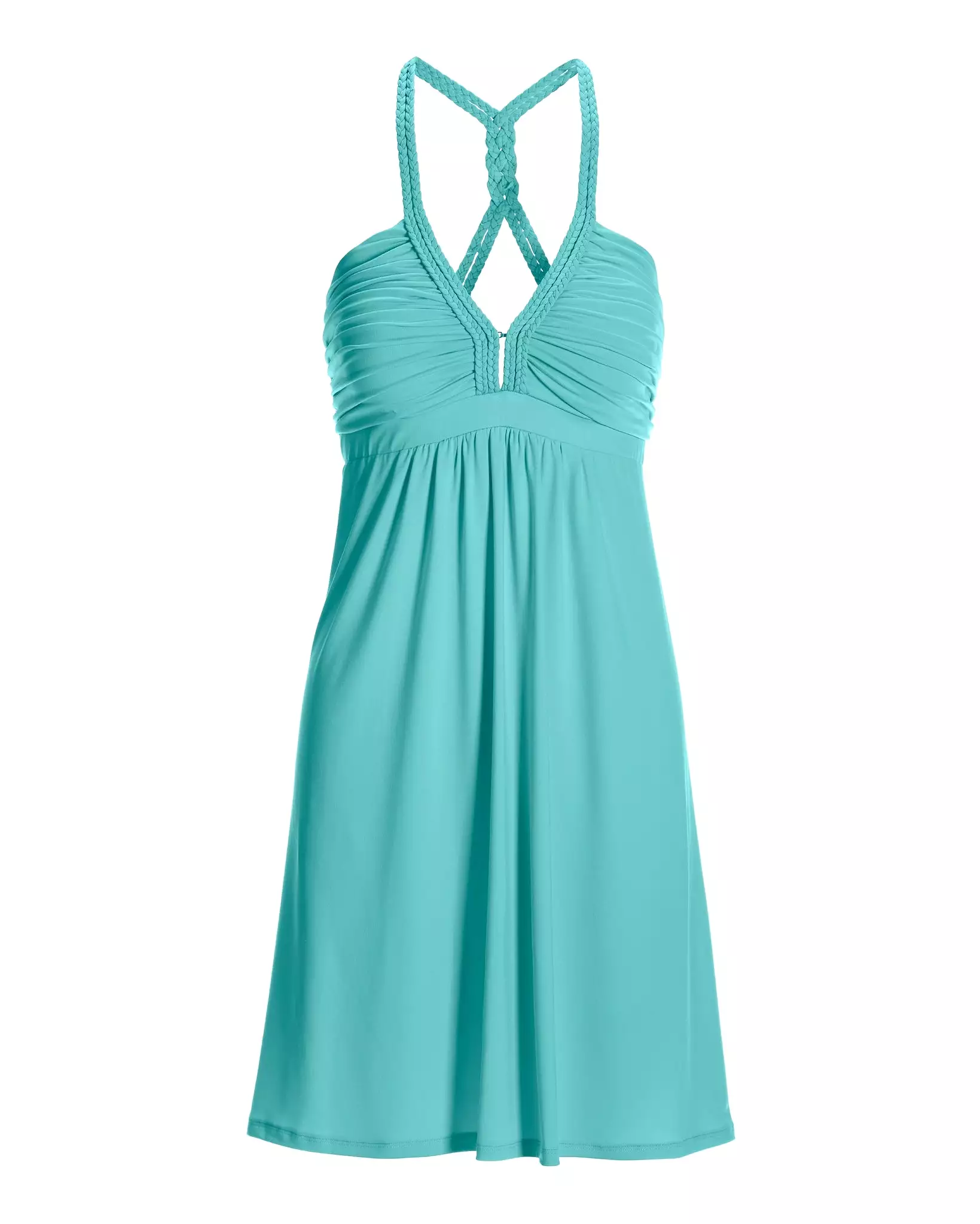 Blue Radiance Halter Dress with Braided Double Straps