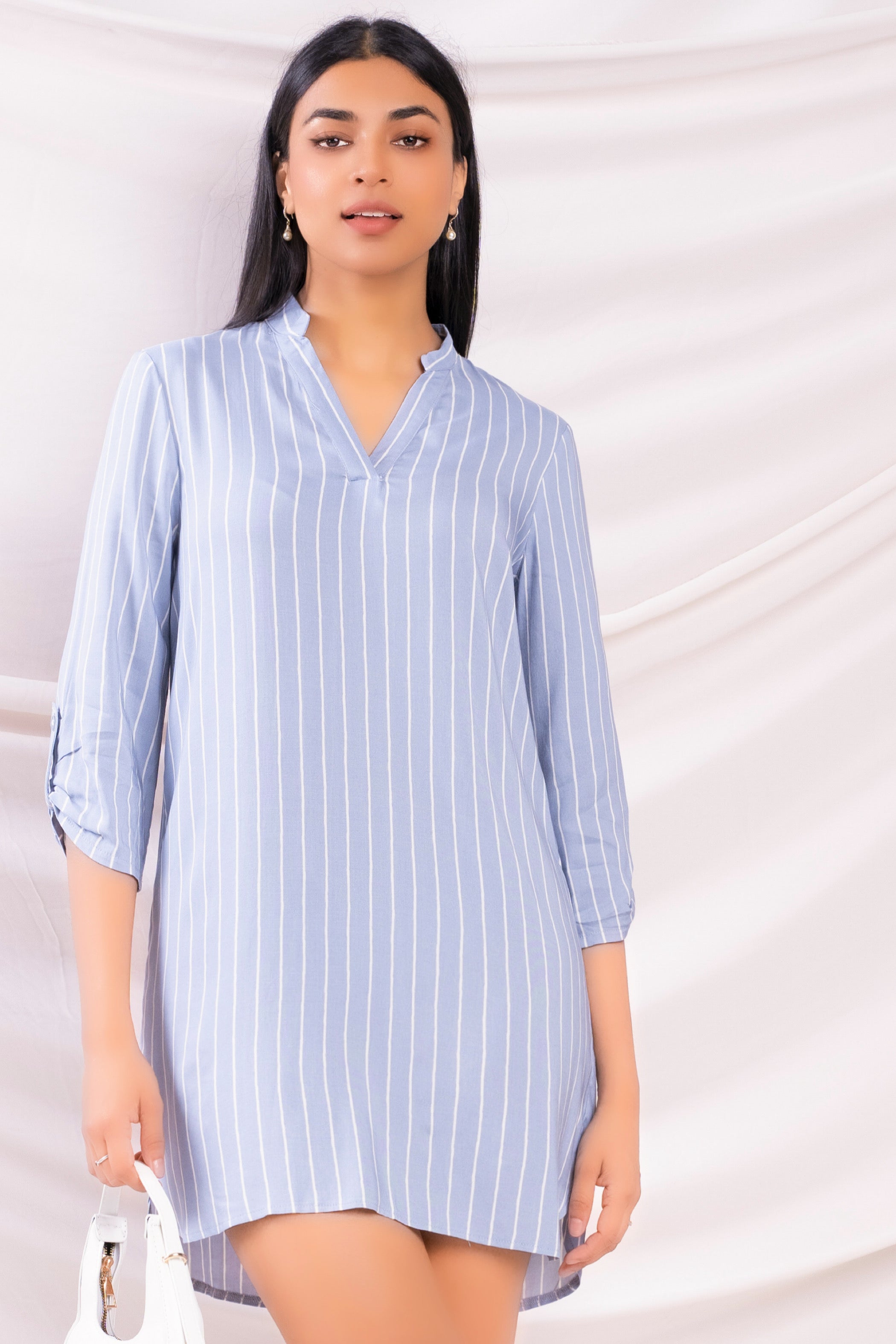 Blue Striped Shift Dress