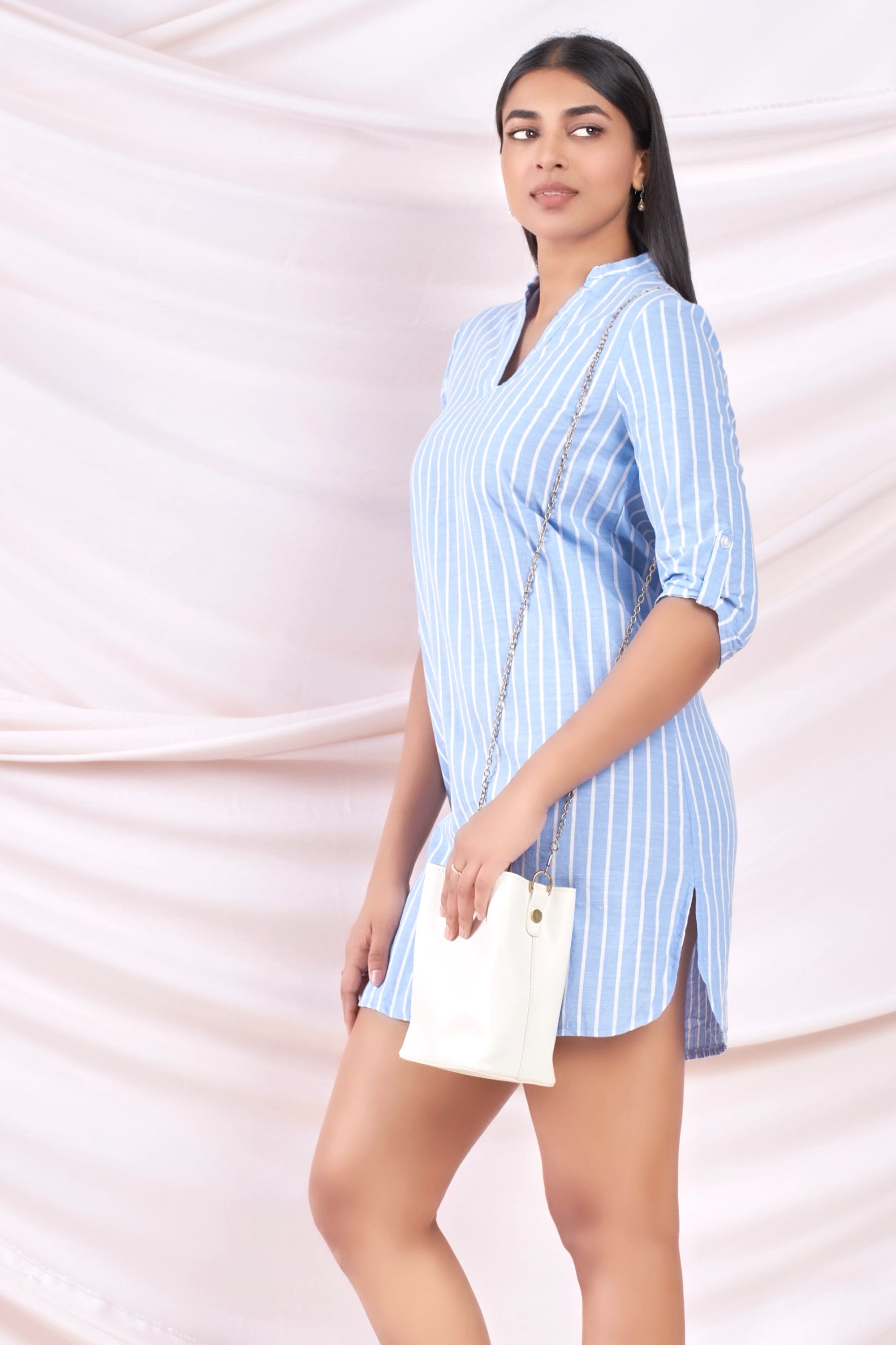 Blue Striped Shift Dress