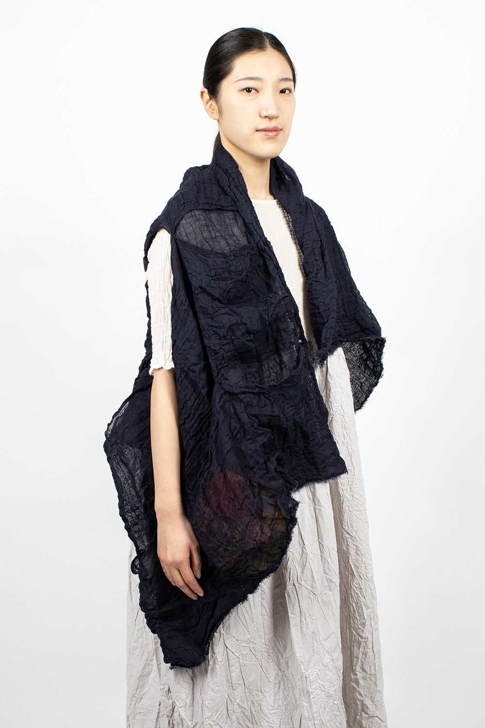 Blue Yukata with Pockets Shawl