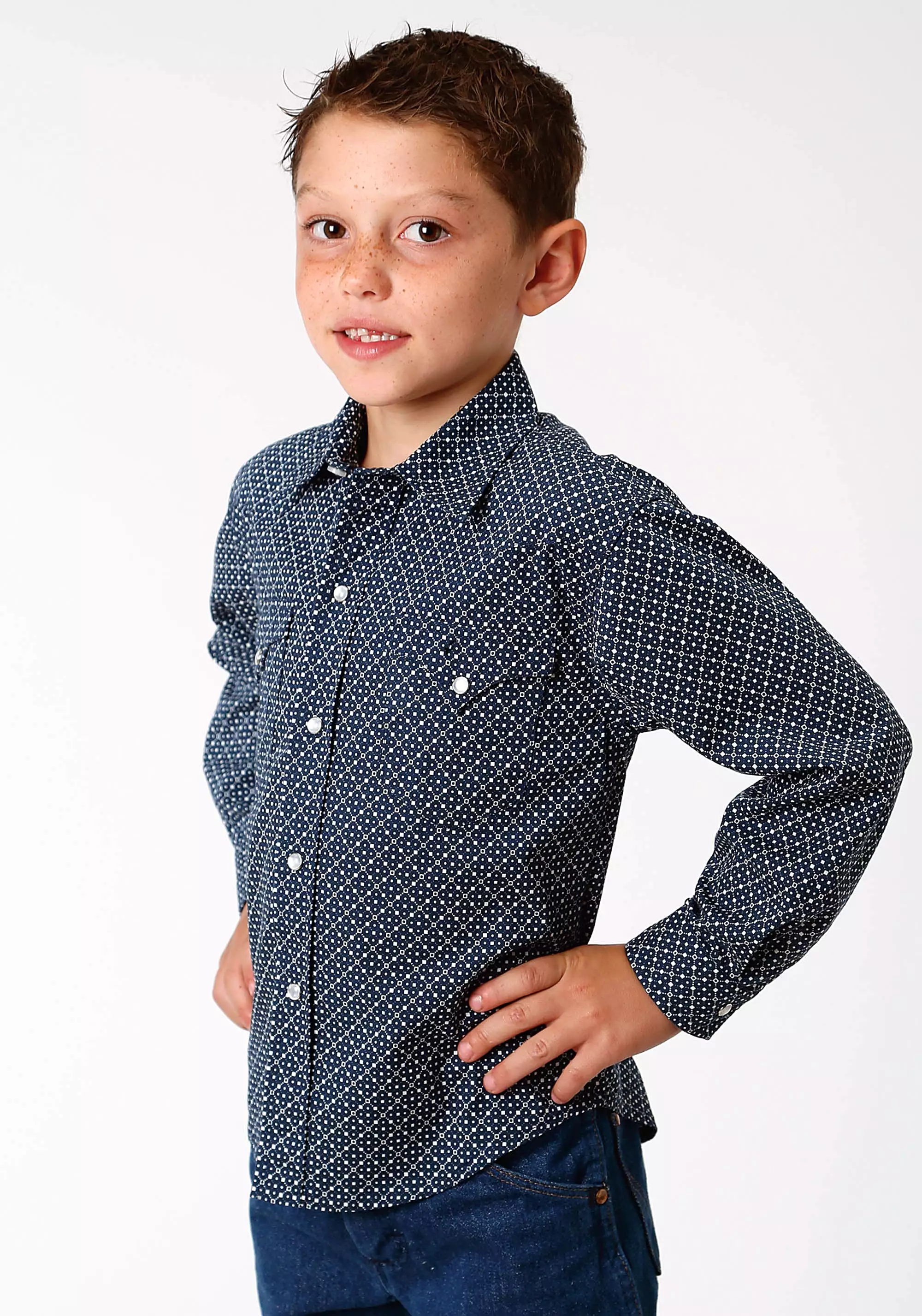 Boys' Western Wear - Blue Long Sleeve Shirt from the West Made Collection