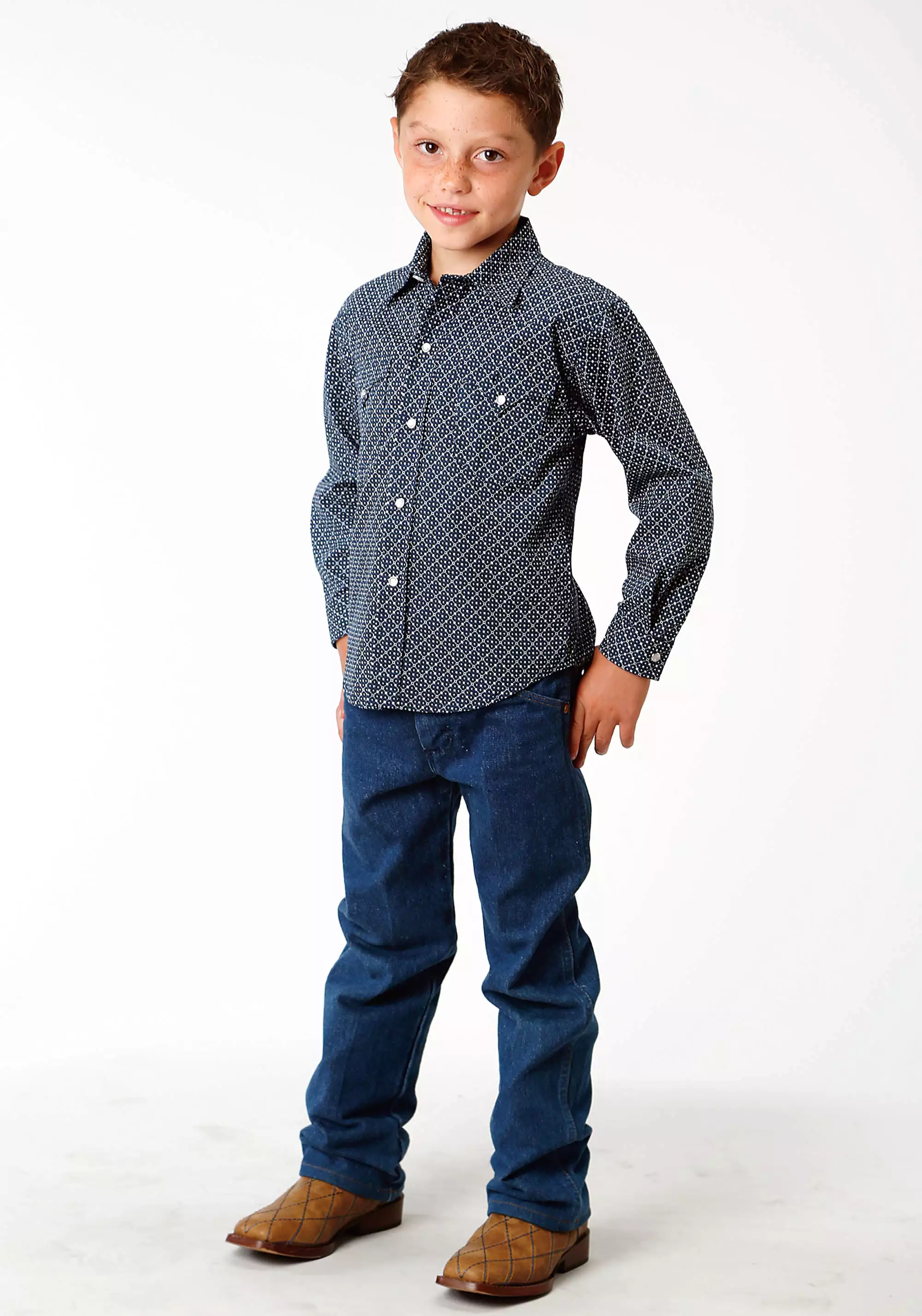 Boys' Western Wear - Blue Long Sleeve Shirt from the West Made Collection