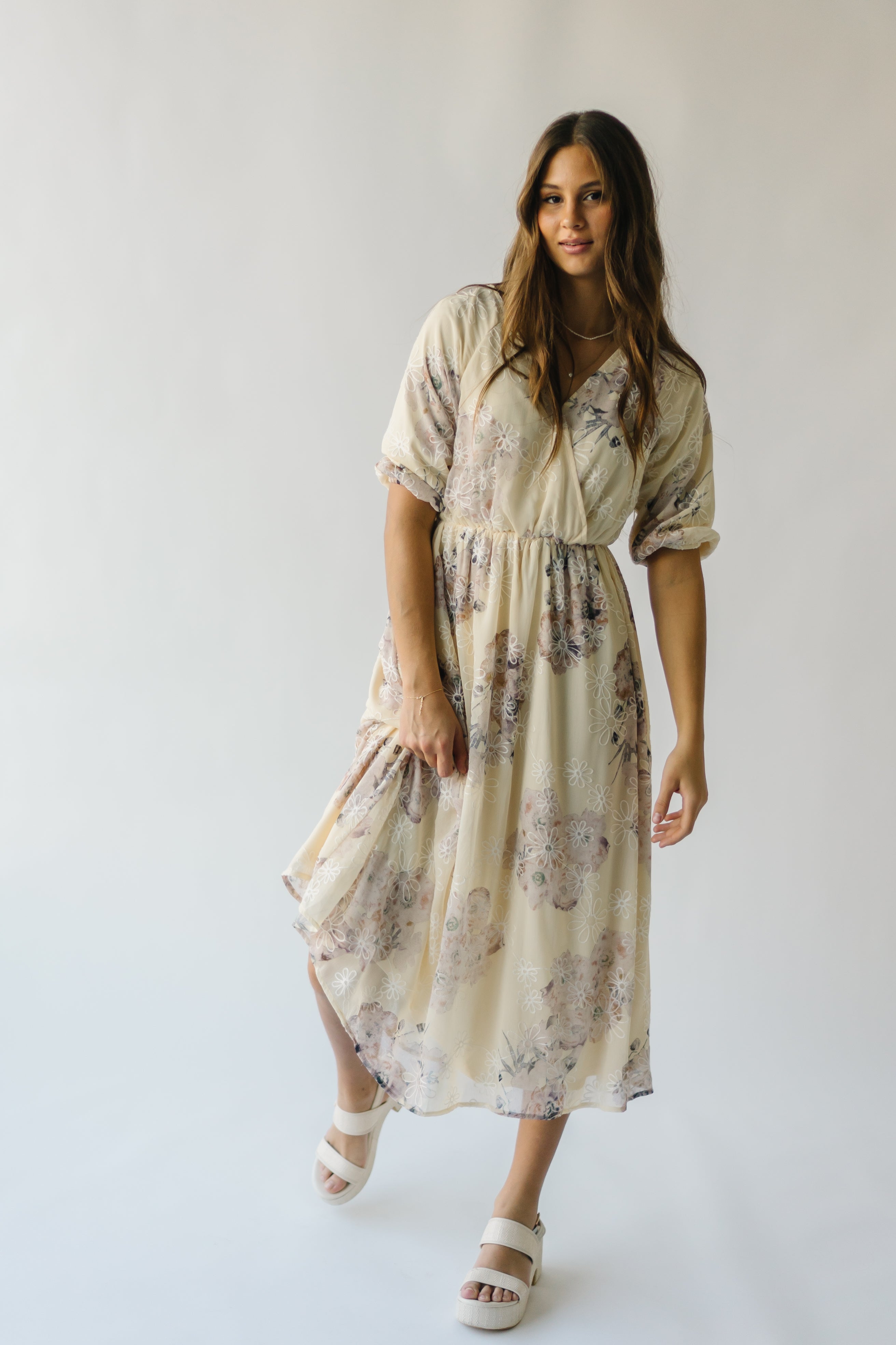 Brevort Watercolor Floral Dress Cream Multi - Buy Now!