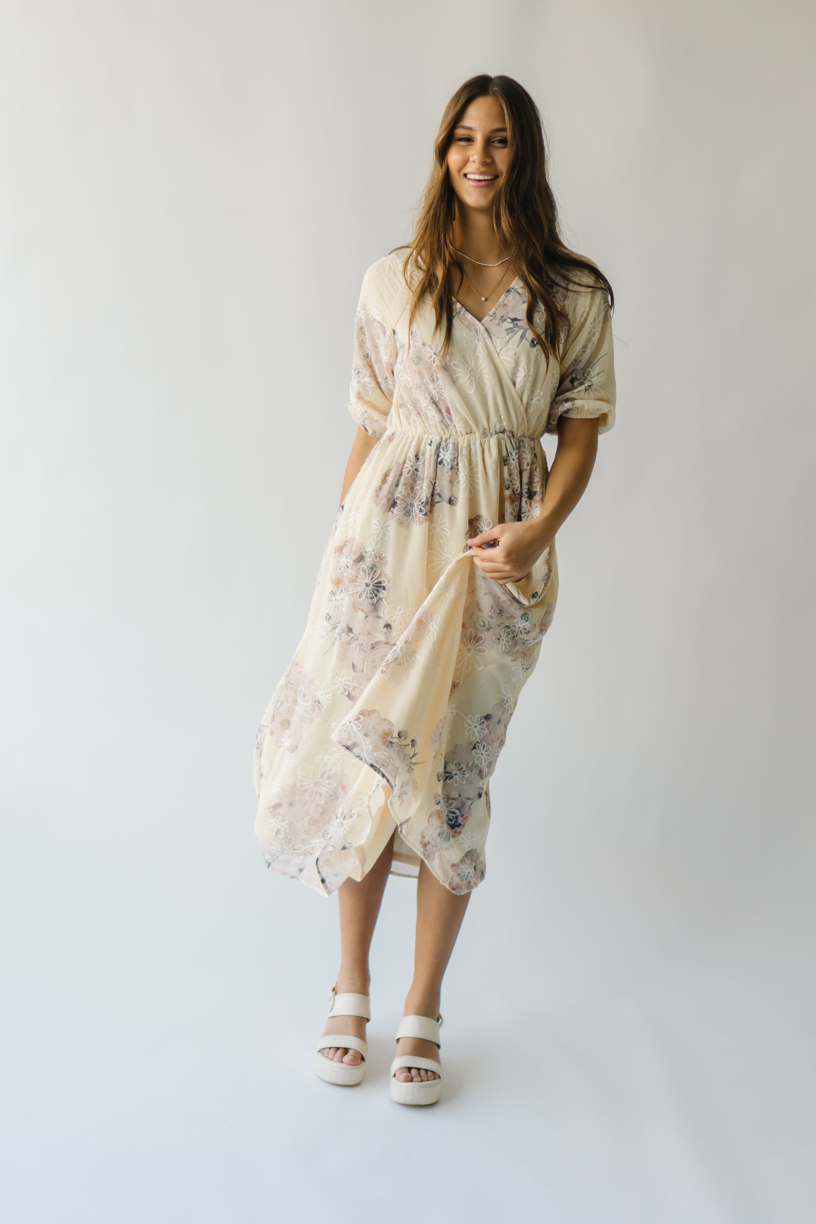 Brevort Watercolor Floral Dress Cream Multi - Buy Now!