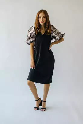 Brigston Black Patterned Puff Sleeve Dress