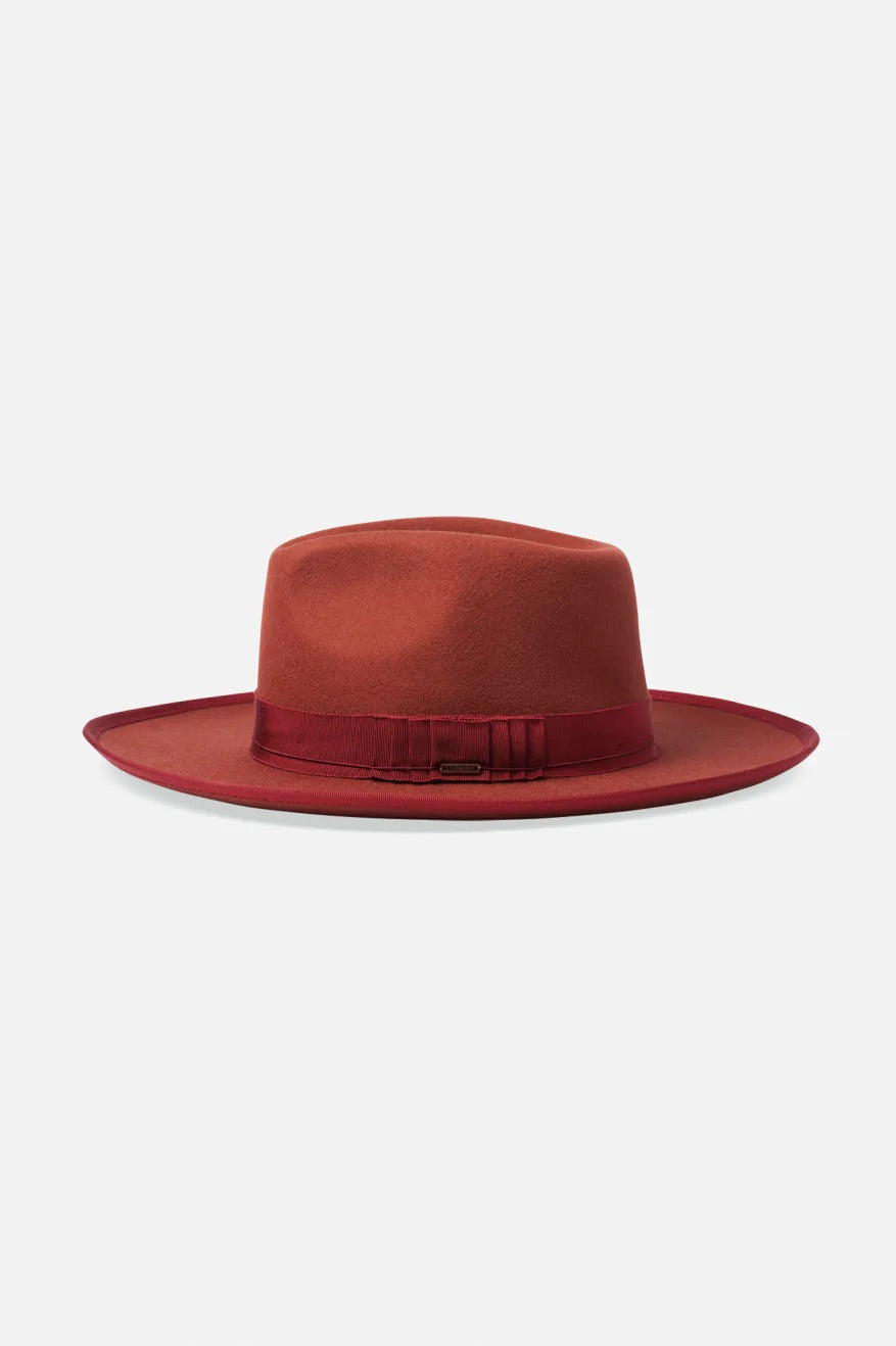 Brixton Reno Fedora Hat - Red/Burgundy