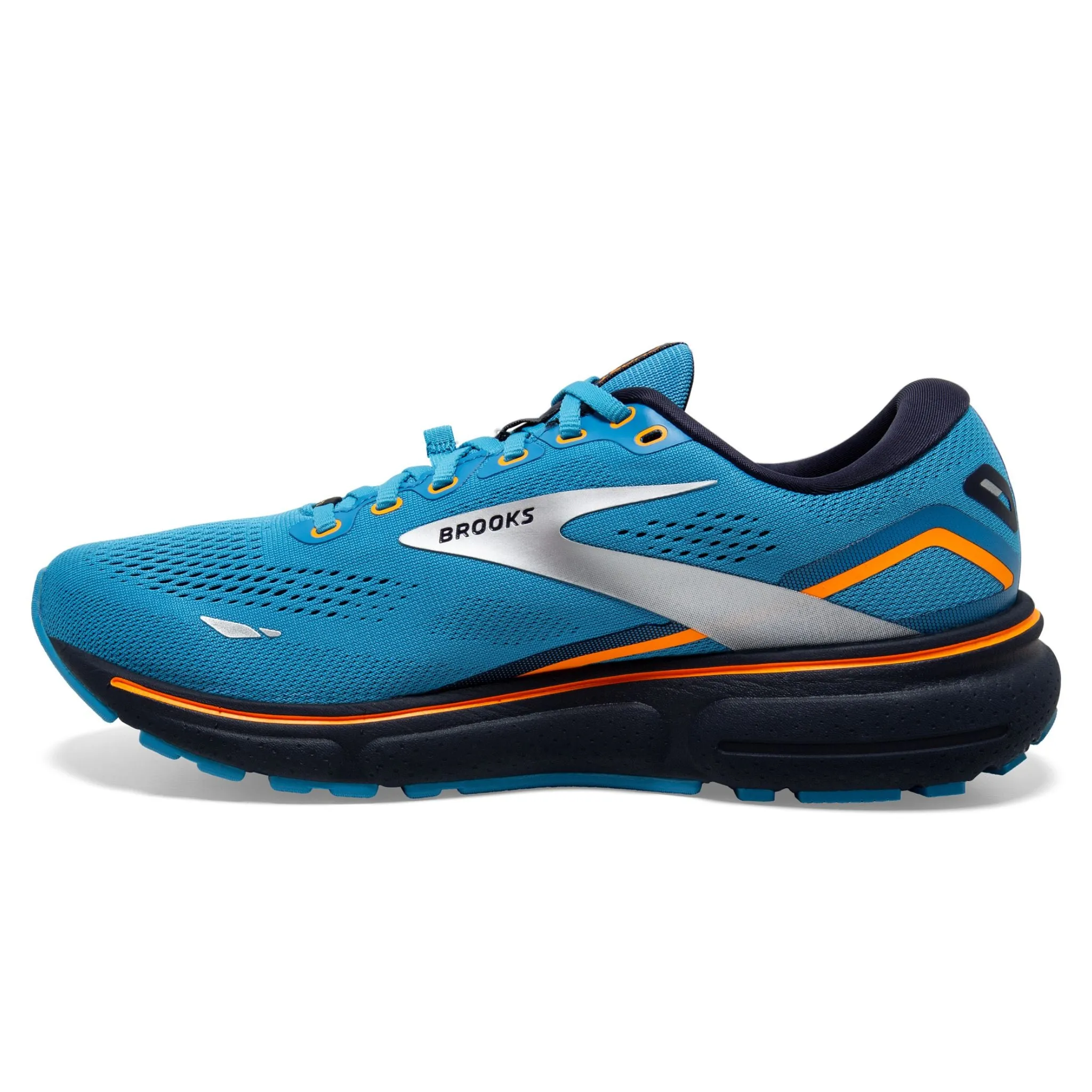 Brooks Men's  110394 480 Ghost 15 GTX Blue Peacoat Orange Cushion Neutral Waterproof Running Shoes