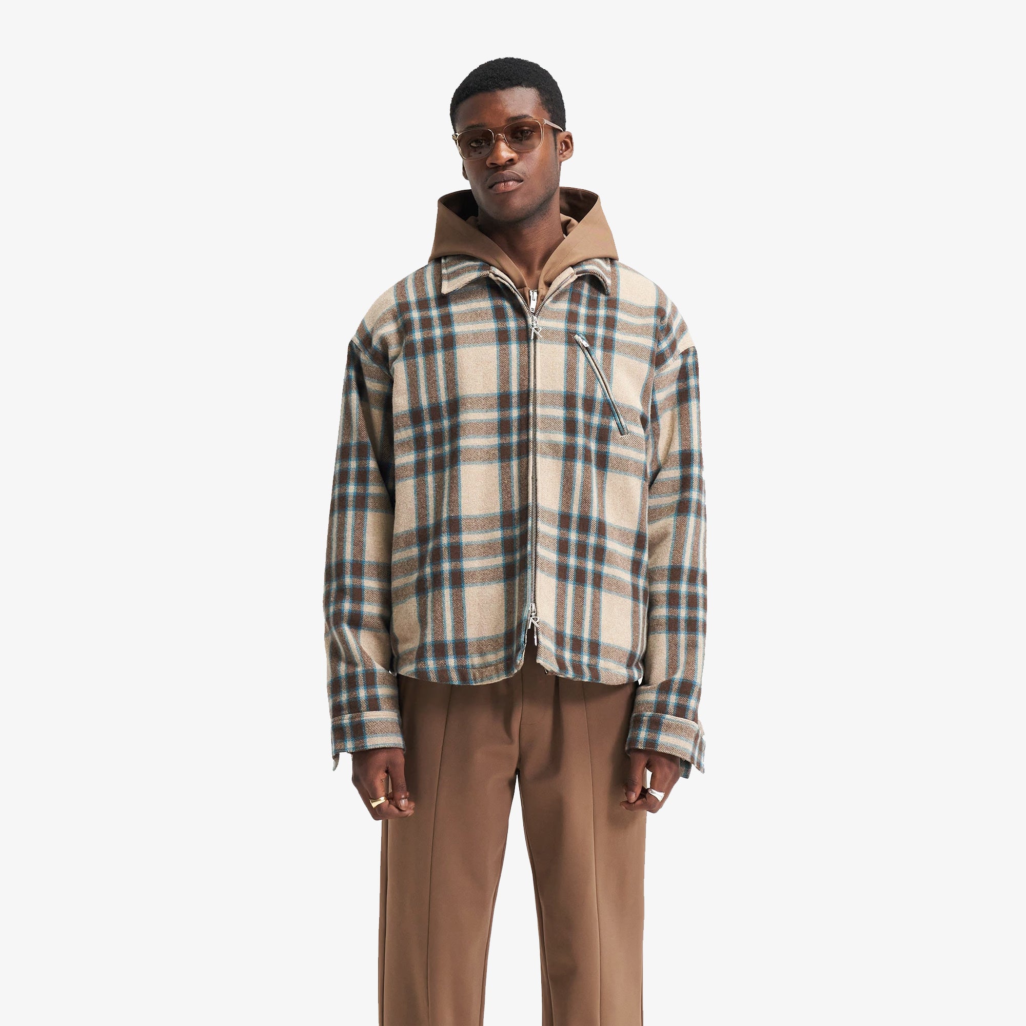 Brown Check Heavy Zip Overshirt