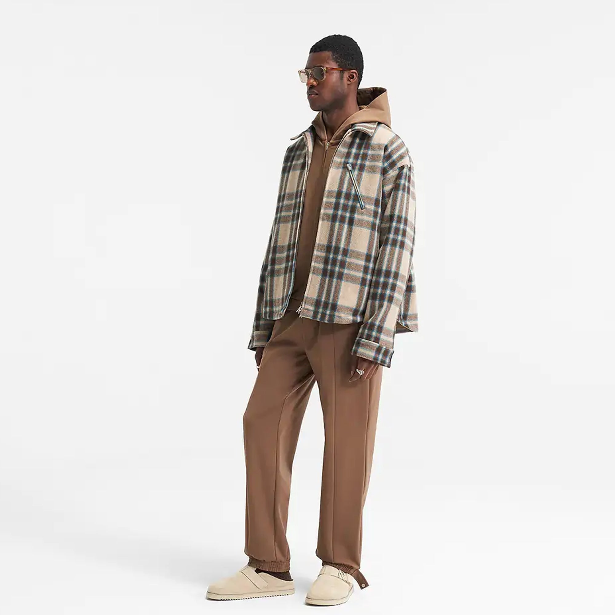 Brown Check Heavy Zip Overshirt