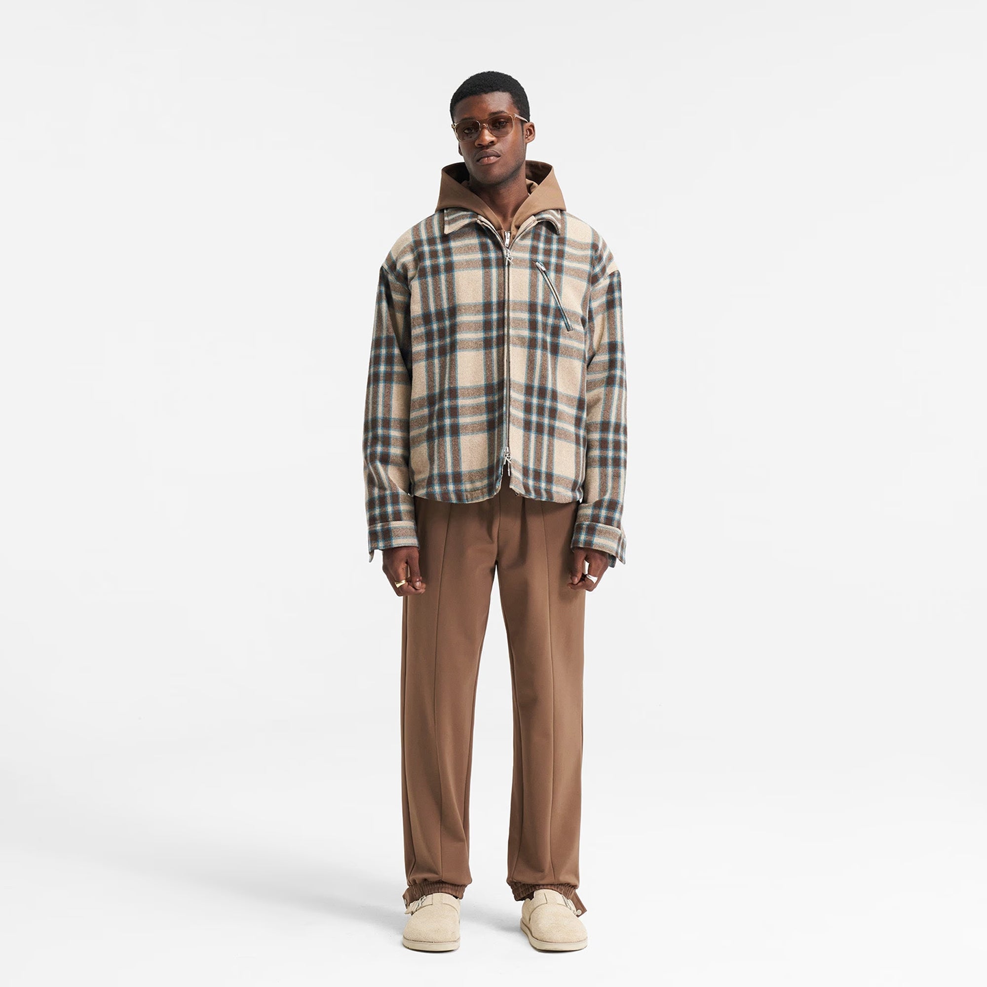 Brown Check Heavy Zip Overshirt