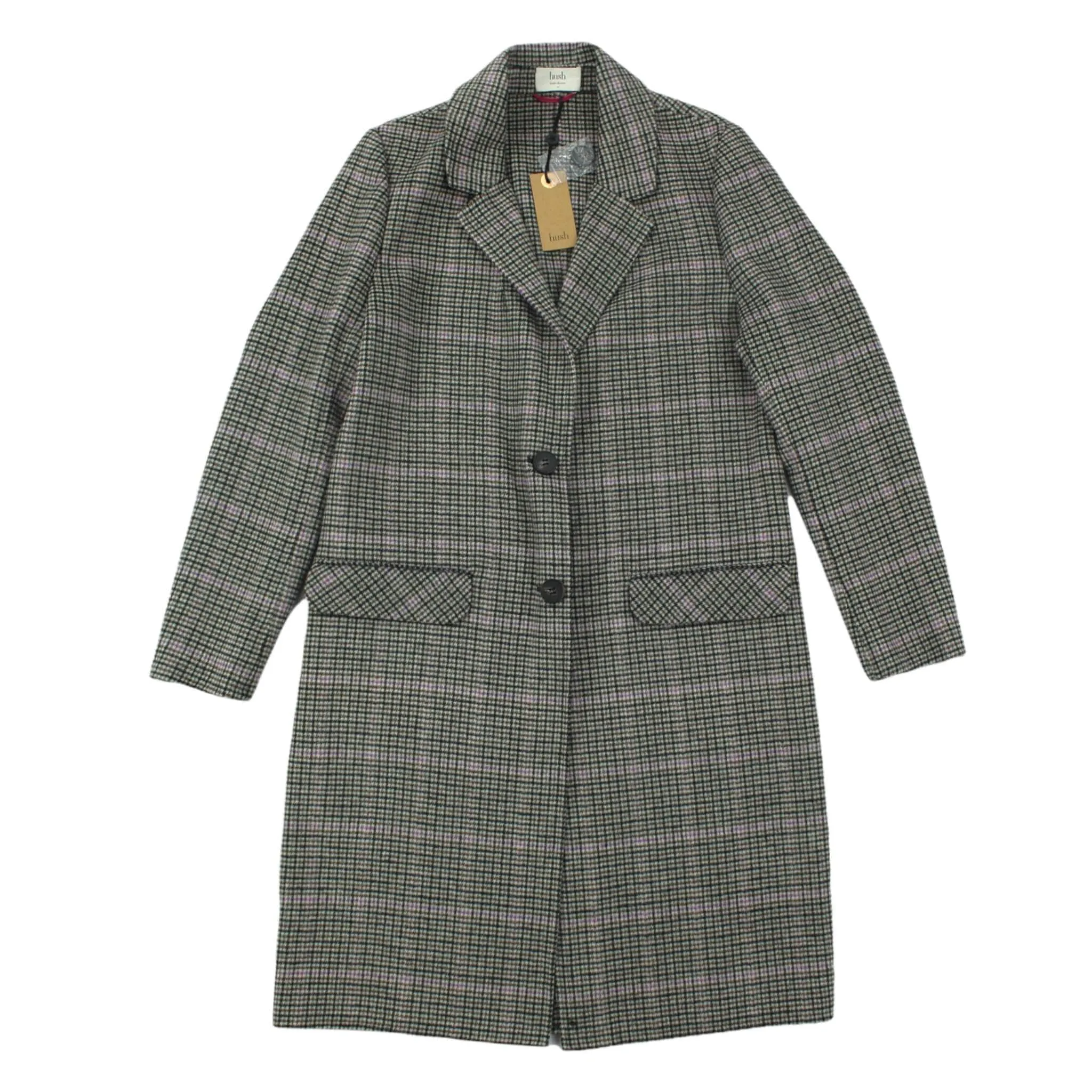 Brown Check Long Coat by Hush