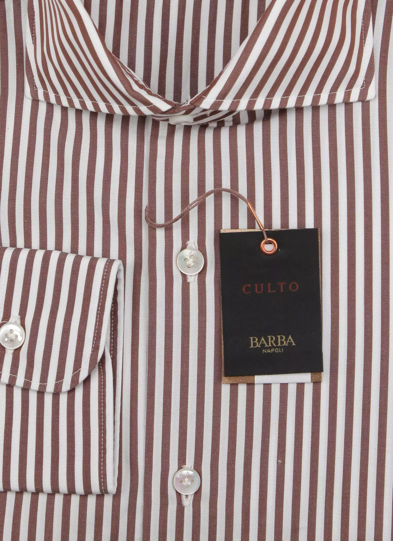 Brown Extra Slim Shirt by Barba Napoli