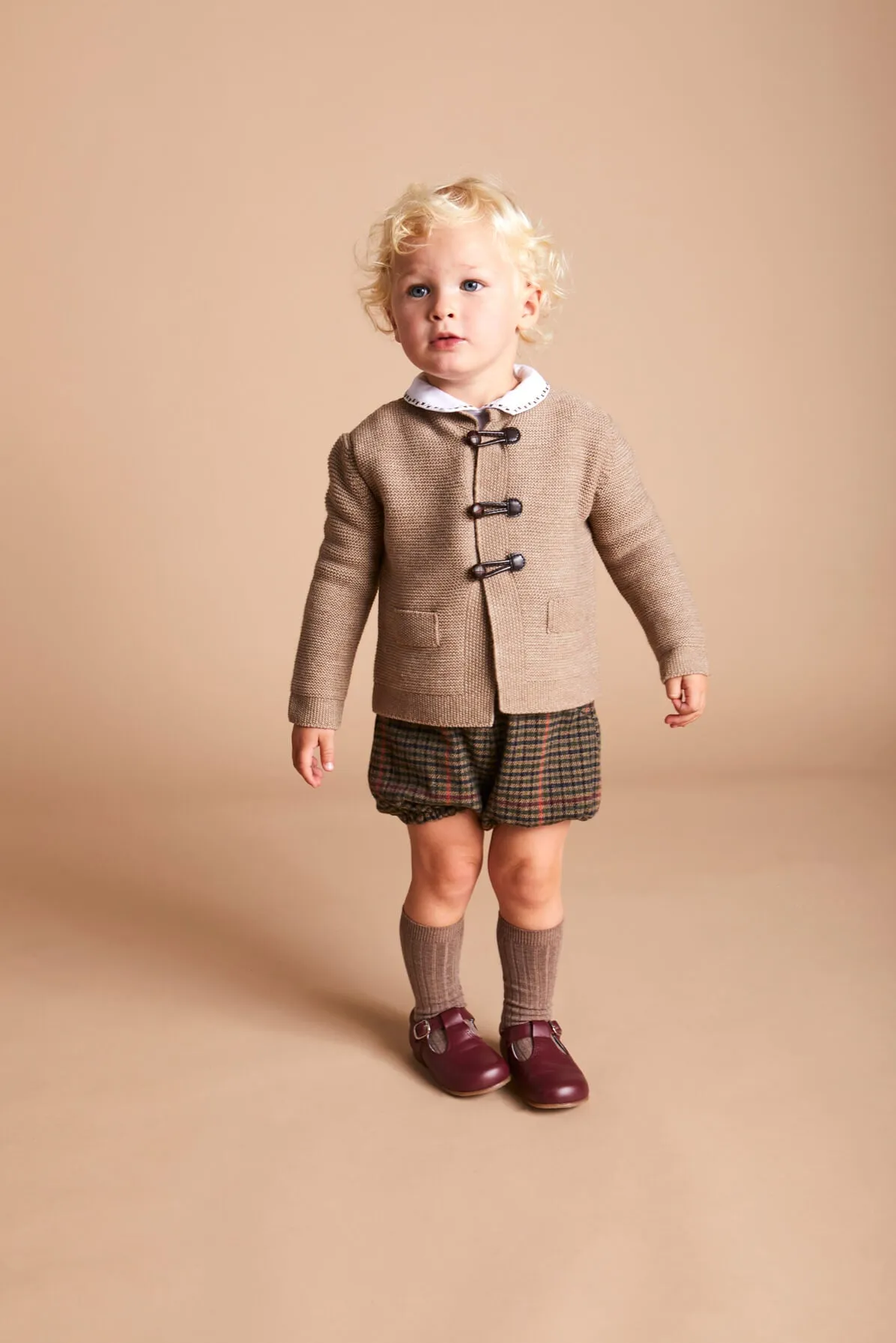 Brown Tweed Bloomers with Braces for 9-24 Months