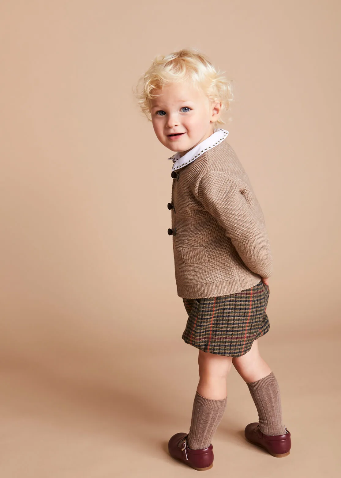 Brown Tweed Bloomers with Braces for 9-24 Months