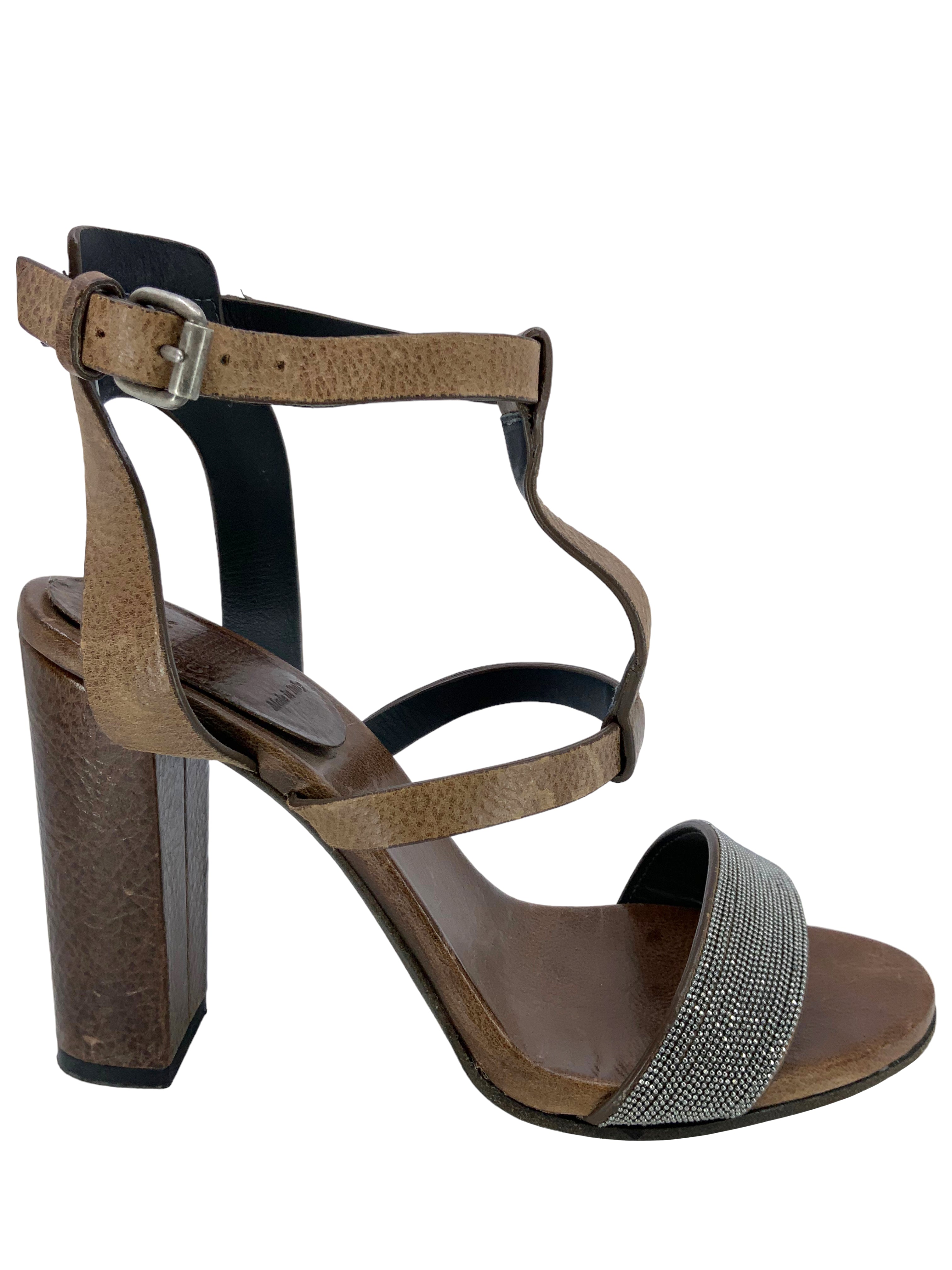 Brunello Cucinelli Monili T-Strap Sandals Size 8