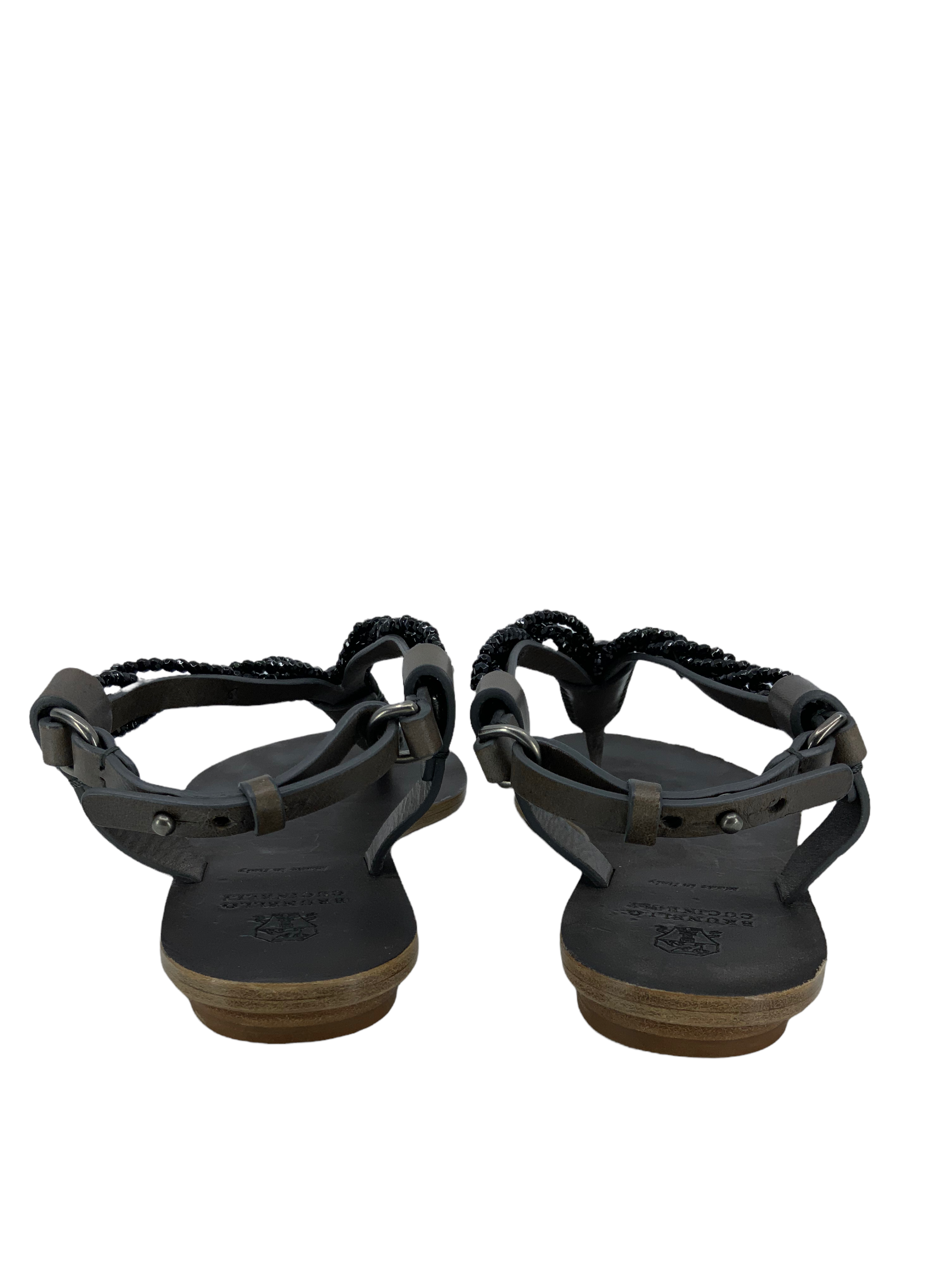 Brunello Cucinelli T-Strap Sandals Size 7 with Beaded detailing