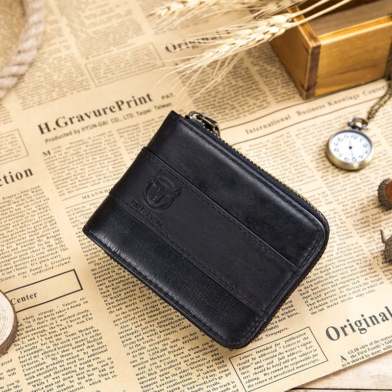 BULLCAPTAIN Genuine Leather RFID Bifold Wallets