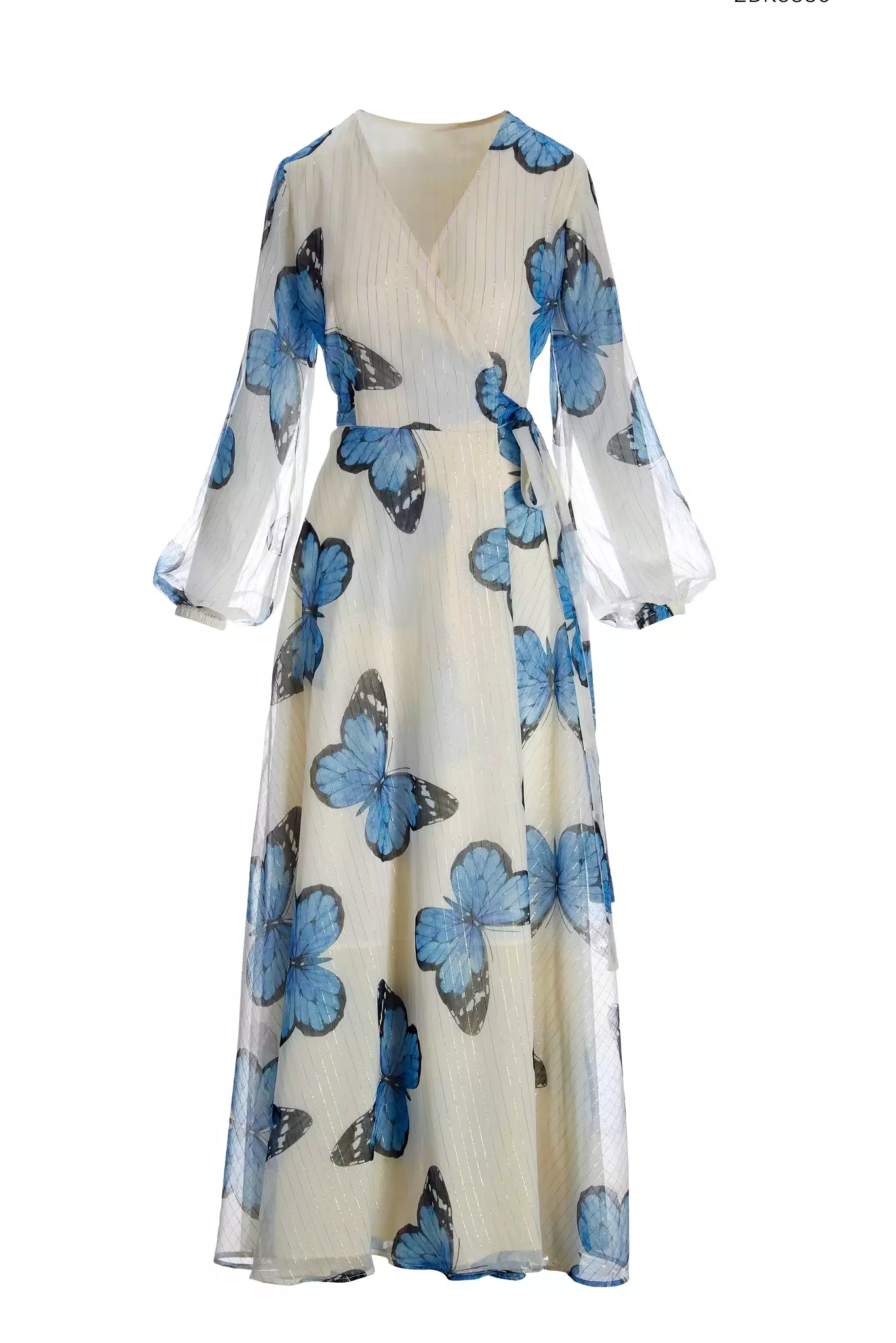 Butterfly Maxi Dress Blue/White Wrap