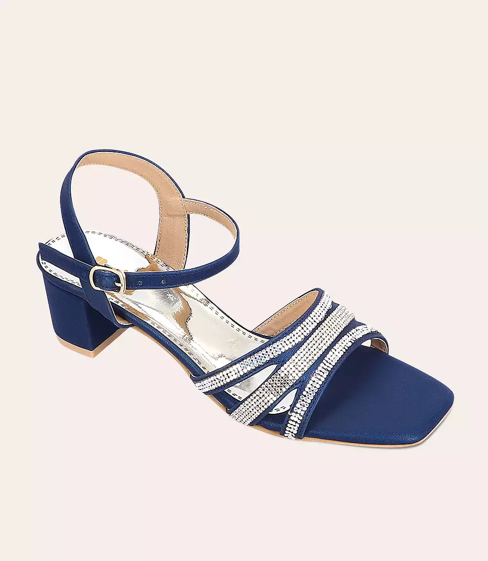 BW5936 Navy Blue Formal Sandal Heels for Women