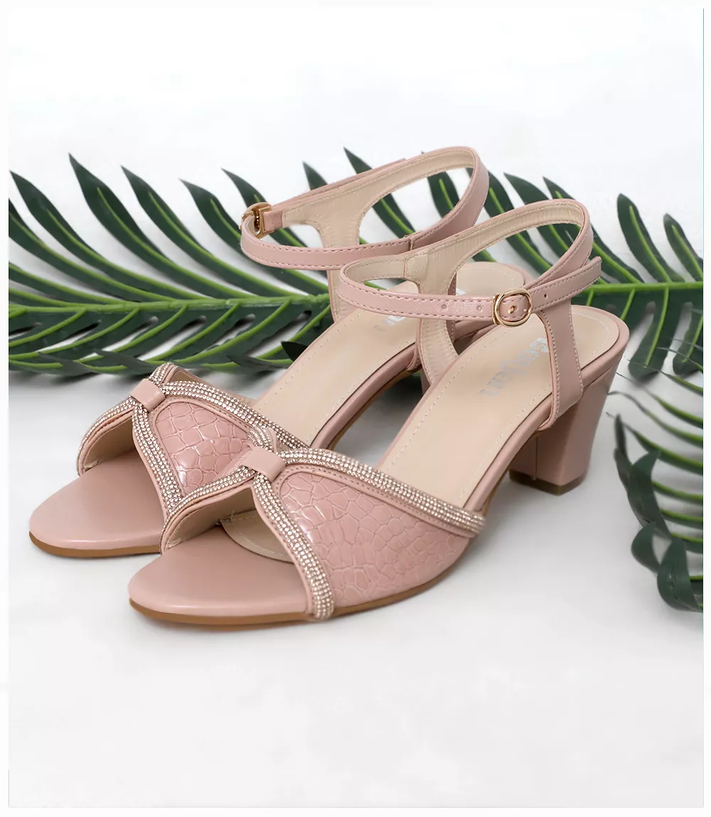 BW8125 high heel sandals for women in pink.