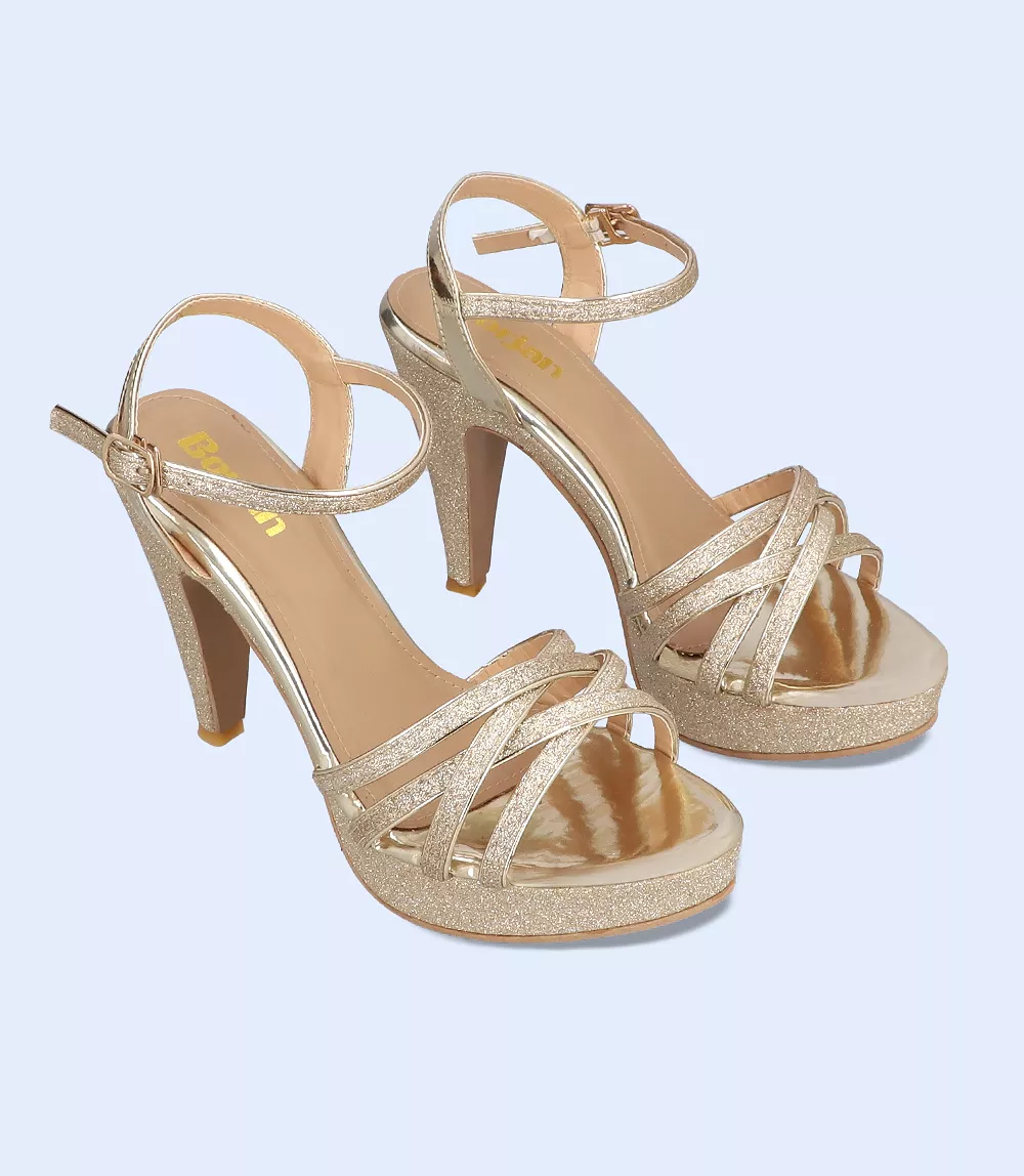 BW8736 Golden Formal Sandal Heels for Women