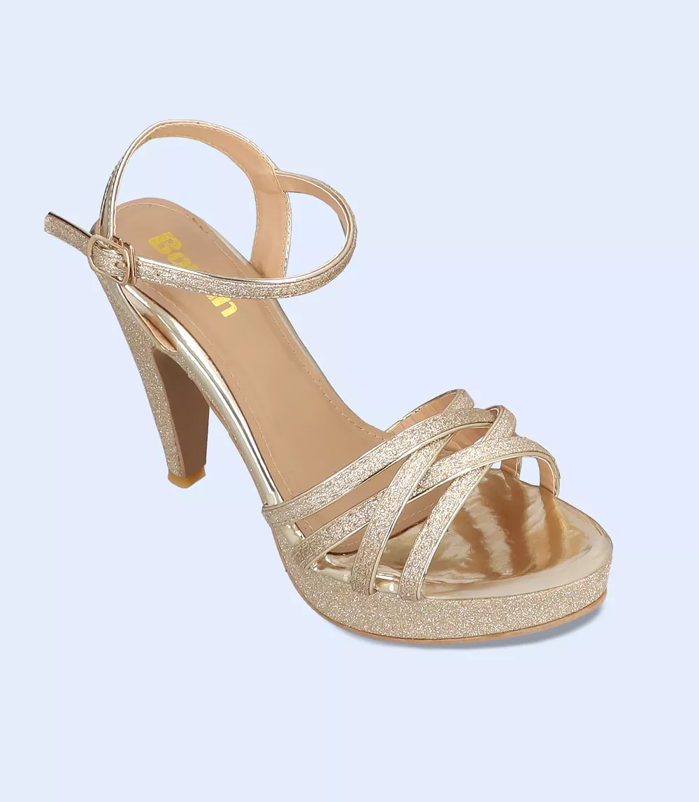 BW8736 Golden Formal Sandal Heels for Women