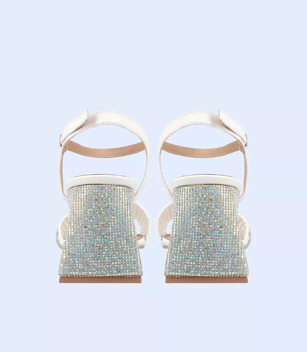 BW9662 white women sandal heels.