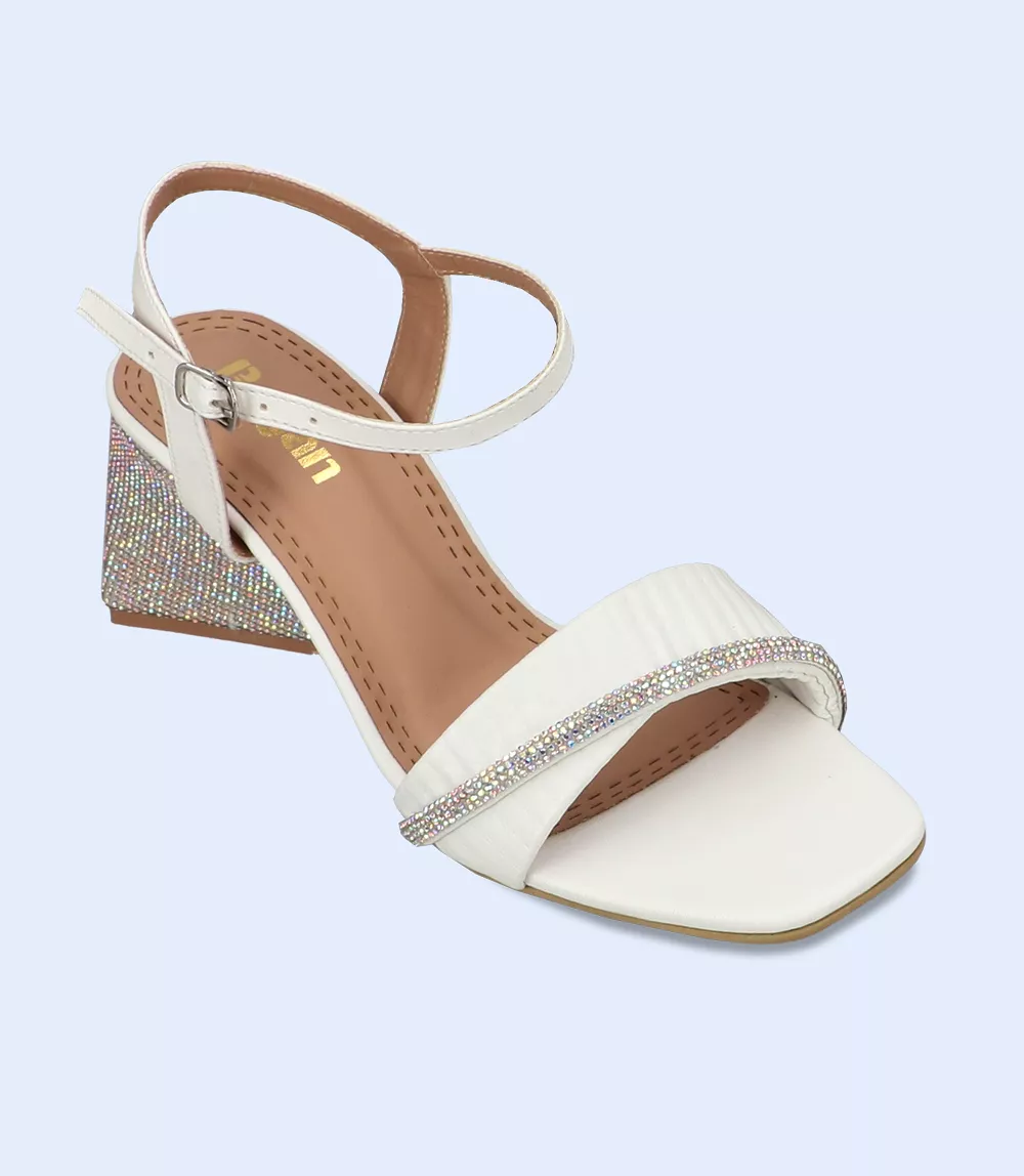 BW9662 white women sandal heels.