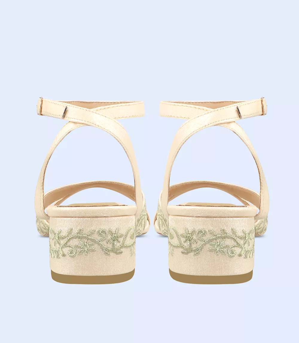 BW9687 Beige Gold Women Sandal Heels