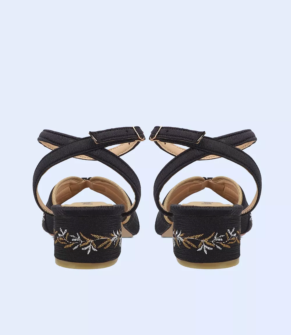 BW9688-BLACK/GOLD- Women Sandal Heel - Sandal Heels for Women in Black/Gold