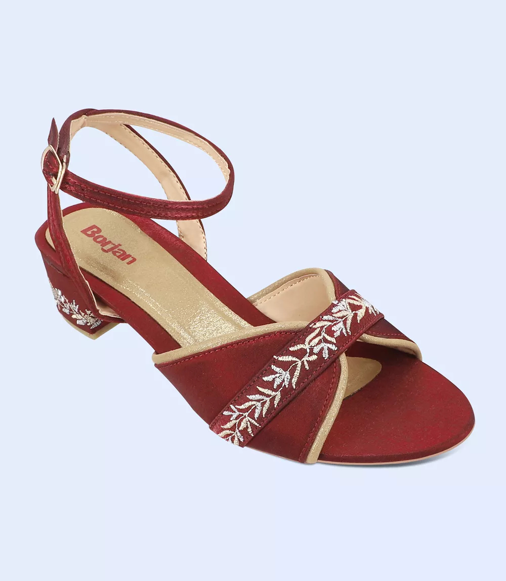 BW9688 Maroon Gold Women's Sandal Heels