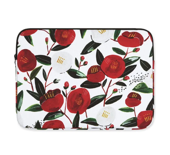 Camellia Floral Laptop Sleeves, Cases, and Covers with Designer Prints