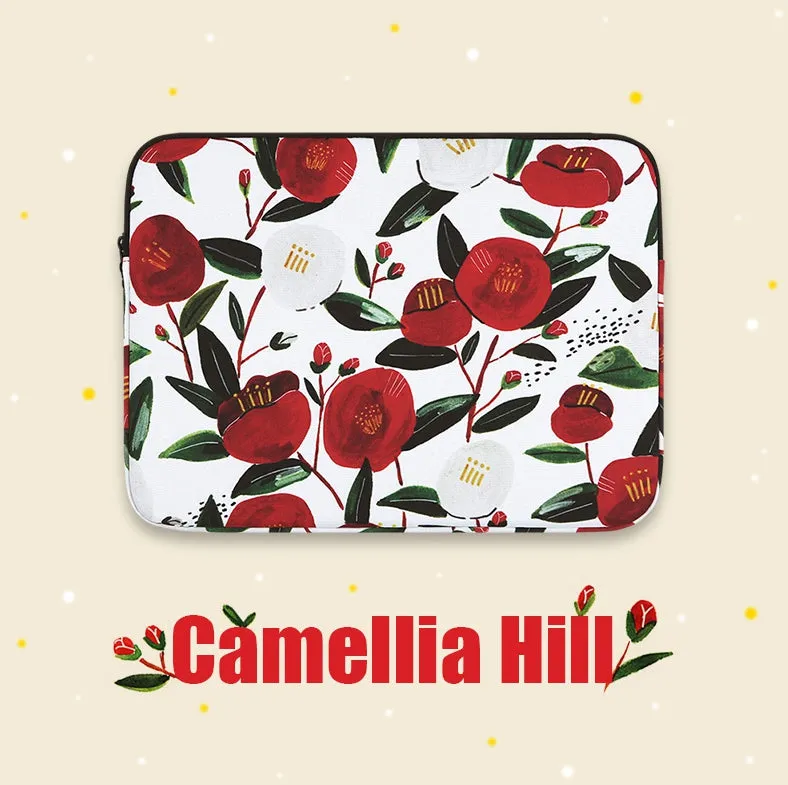 Camellia Floral Laptop Sleeves, Cases, and Covers with Designer Prints