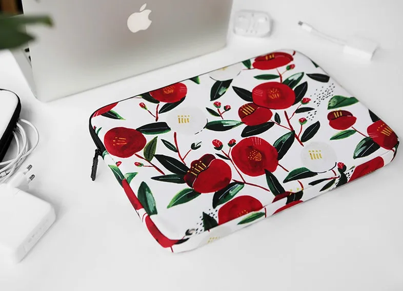 Camellia Floral Laptop Sleeves, Cases, and Covers with Designer Prints