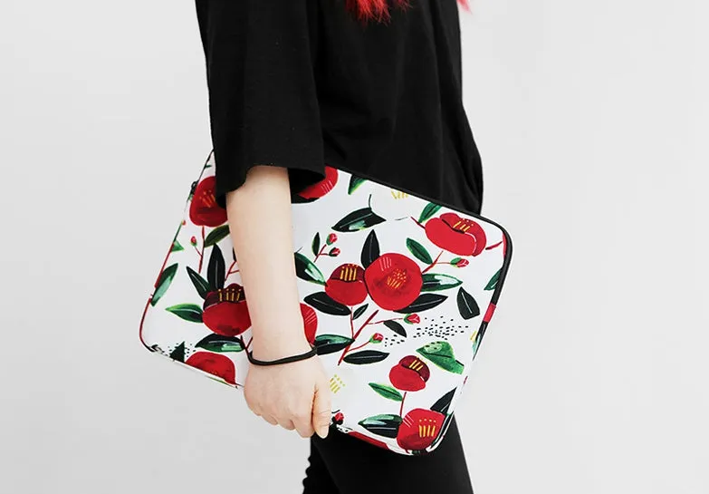 Camellia Floral Laptop Sleeves, Cases, and Covers with Designer Prints