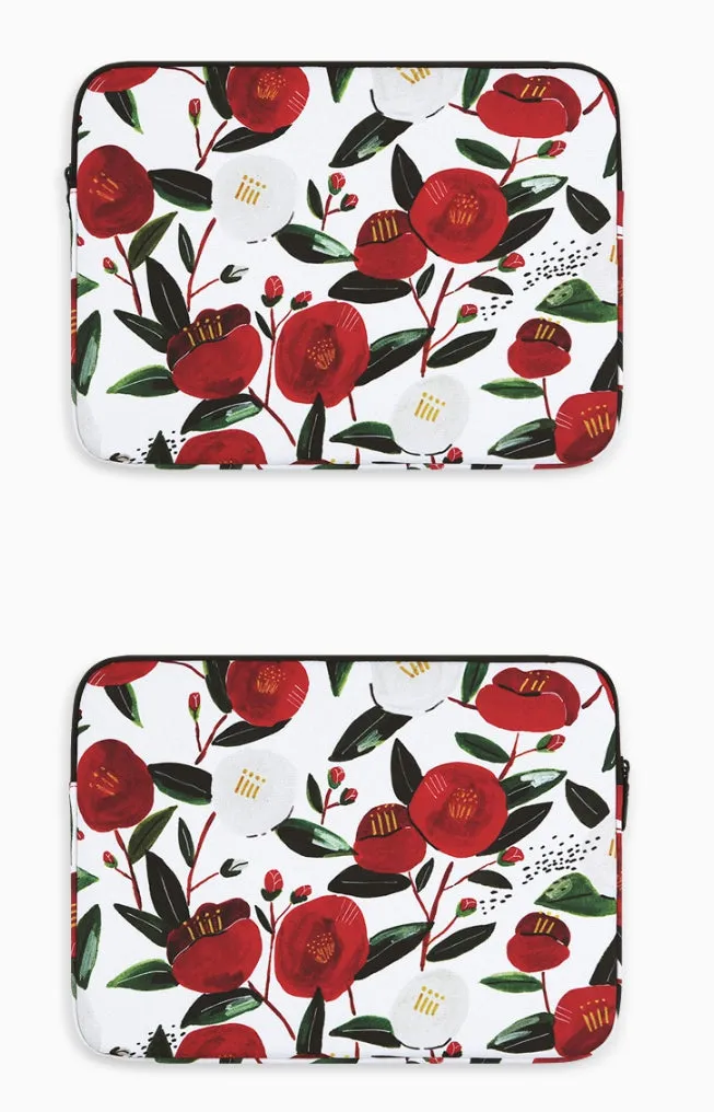 Camellia Floral Laptop Sleeves, Cases, and Covers with Designer Prints