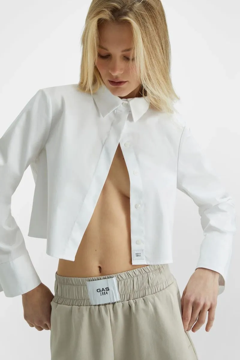 white women's cropped shirt