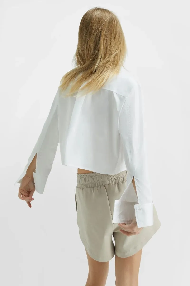 white women's cropped shirt