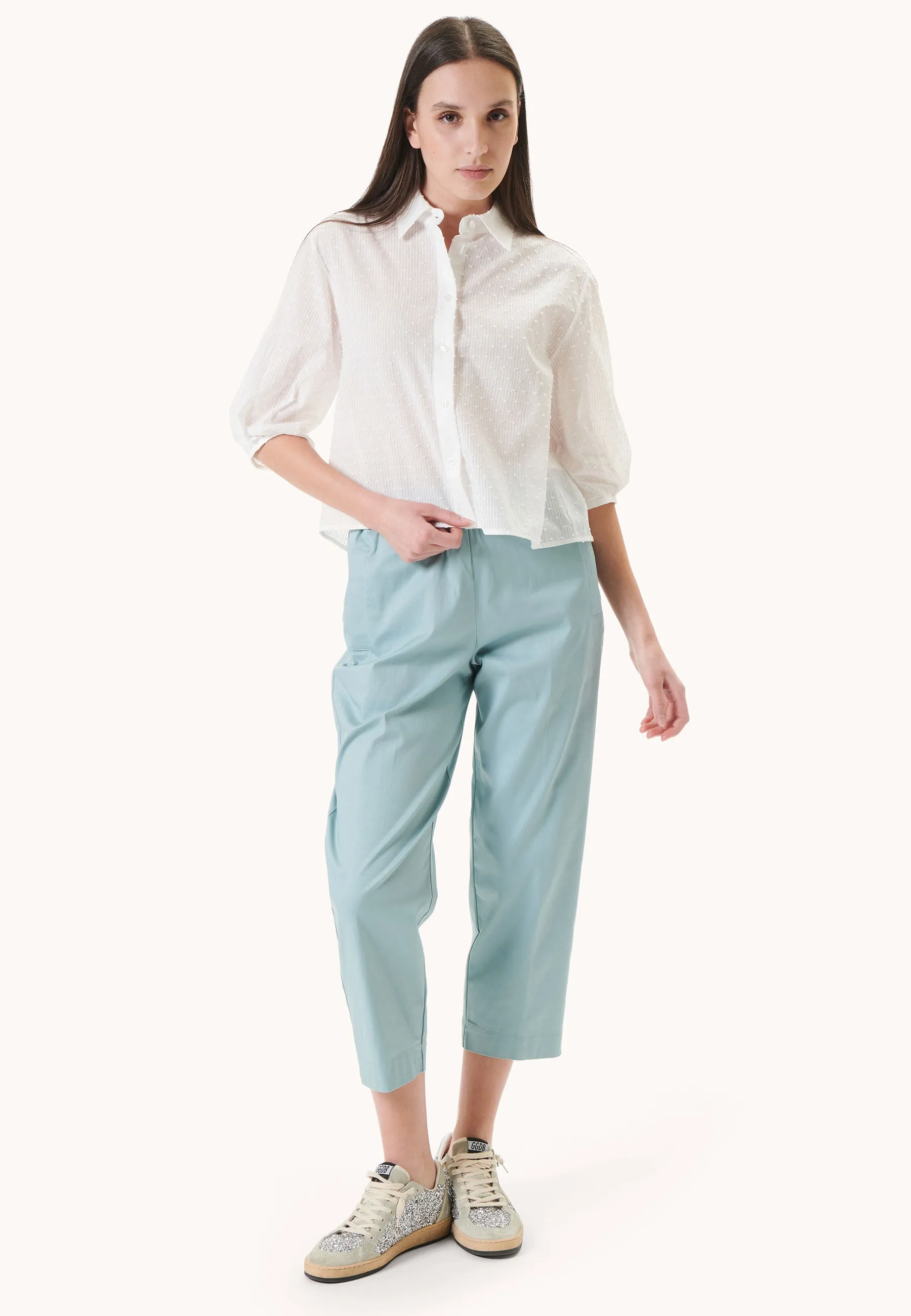 Cropped plumetis shirt