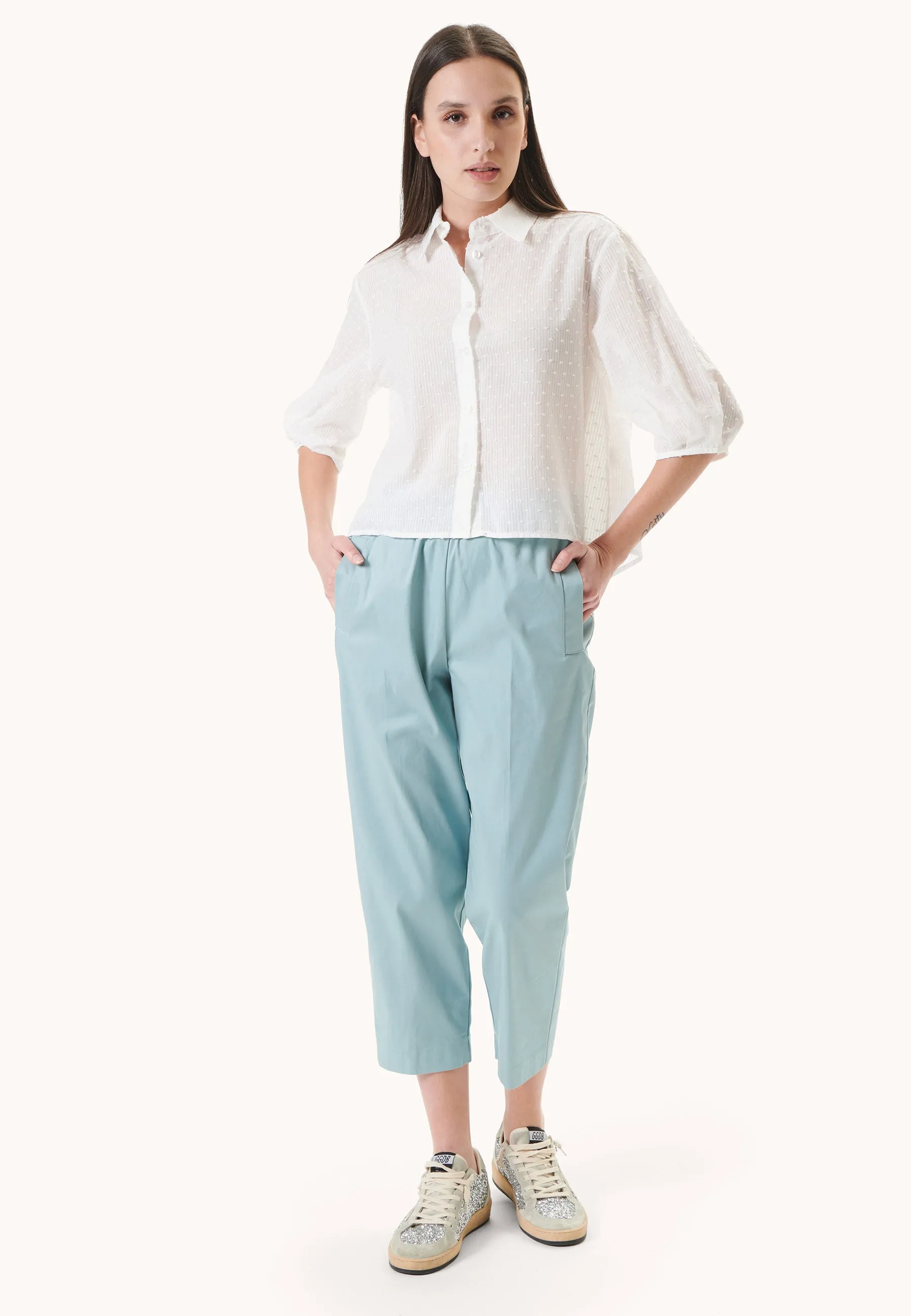 Cropped plumetis shirt