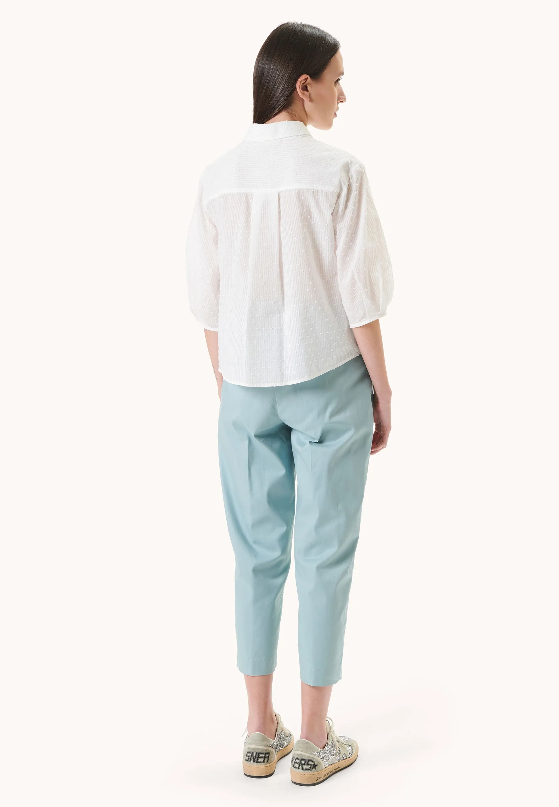 Cropped plumetis shirt