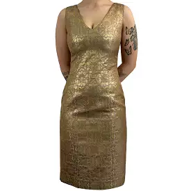 Carolina Herrera Brocade Shift Dress - Gold & Lilac, Size XS