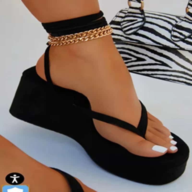 Chain Strap Wedge Sandals