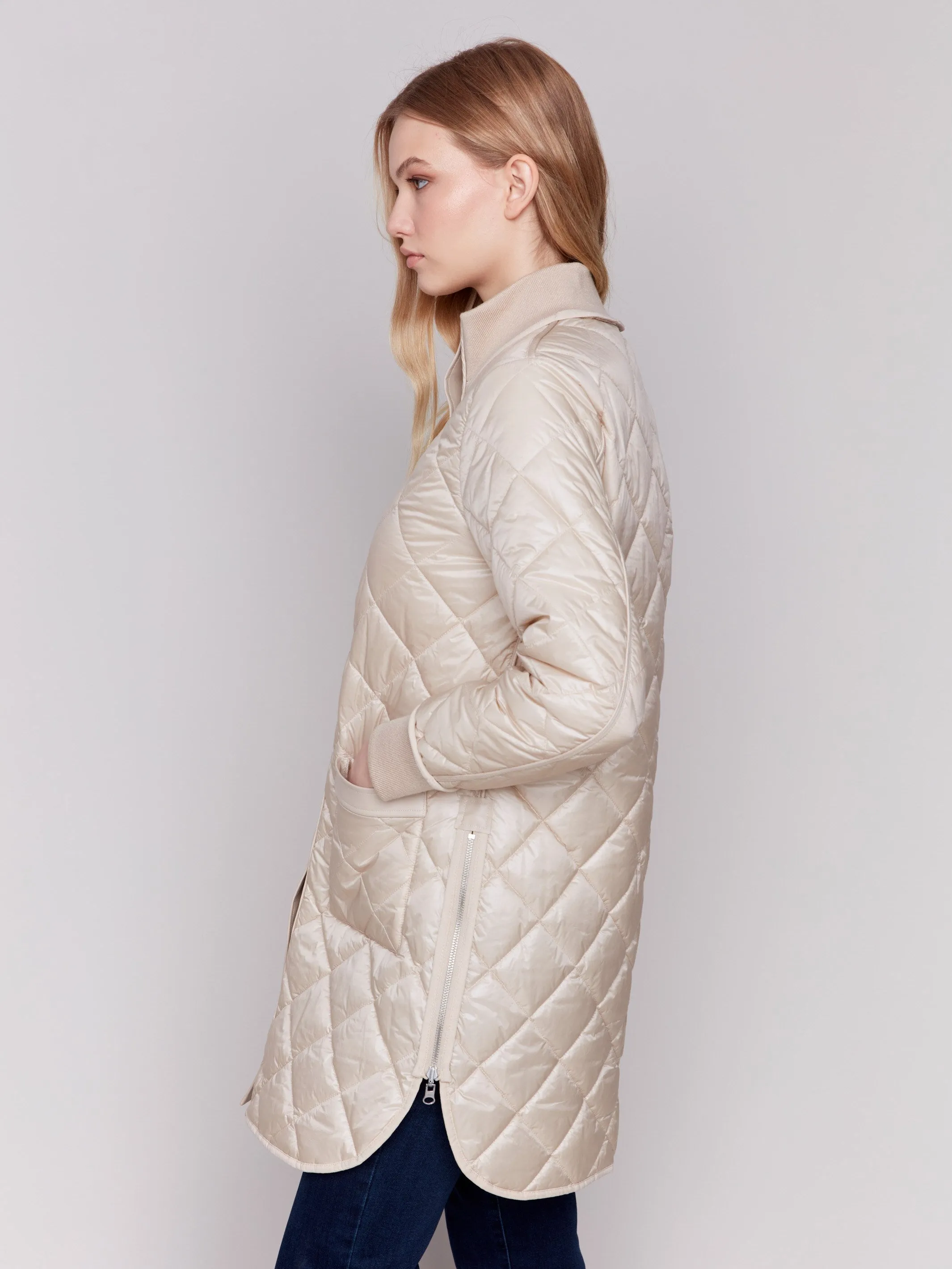 Champagne Reversible Quilted Puffer Jacket